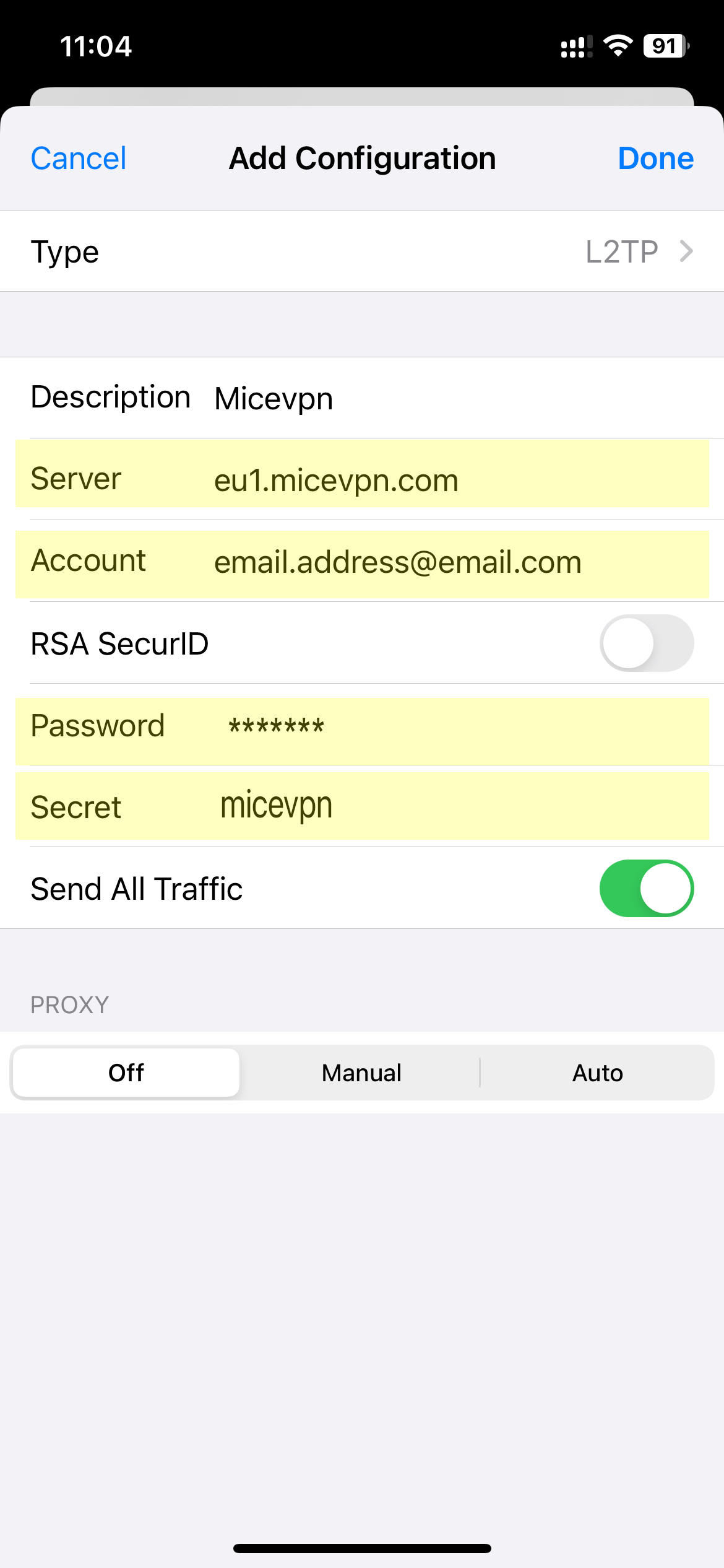 Add VPN Details